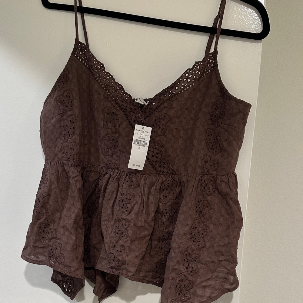 NWT American eagle Brown Lace Trim Cami Top